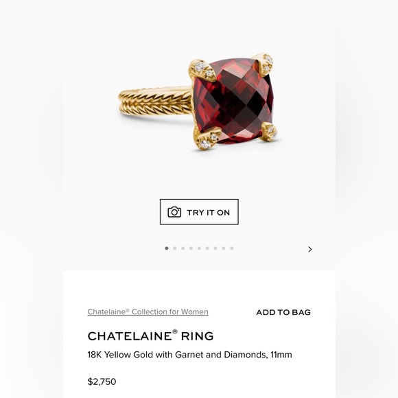 David Yurman 11MM Garnet Chatelaine Ring - Picture 9 of 10